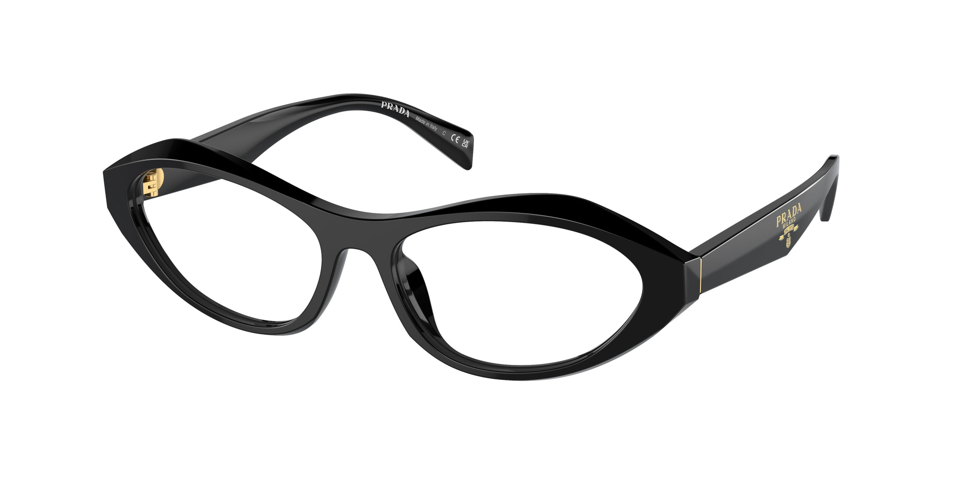 Prada PRA21V Irregular Eyeglasses  16K1O1-Black 53-135-16 - Color Map Black