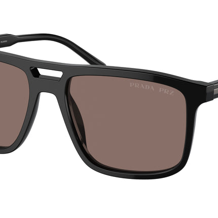 Prada PRA22SF Rectangle Sunglasses  16K30H-Black 58-145-16 - Color Map Black
