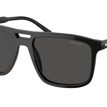 Prada PRA22S Rectangle Sunglasses  16K08Z-Black 58-145-18 - Color Map Black