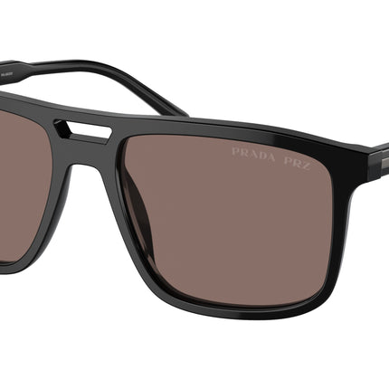 Prada PRA22S Rectangle Sunglasses  16K30H-Black 58-145-18 - Color Map Black