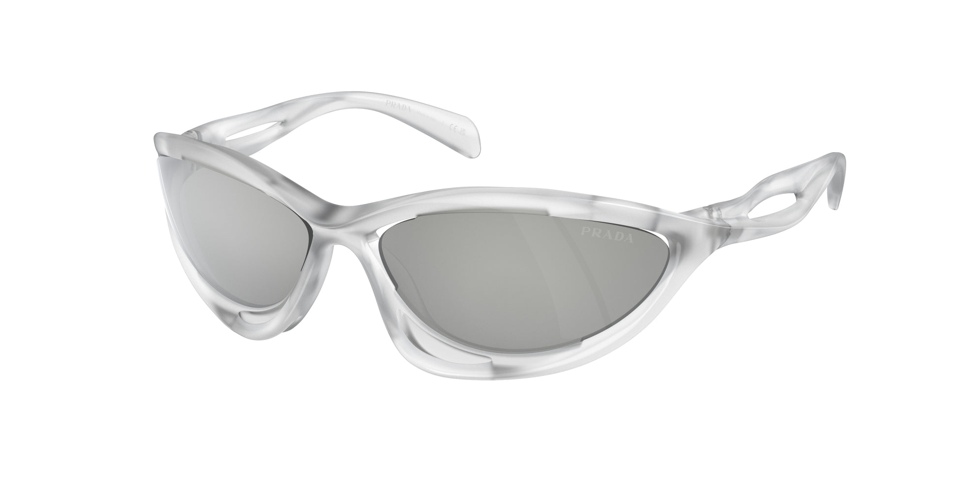Prada PRA23S Cat Eye Sunglasses  14V60H-Frosted Crystal 60-130-17 - Color Map Clear
