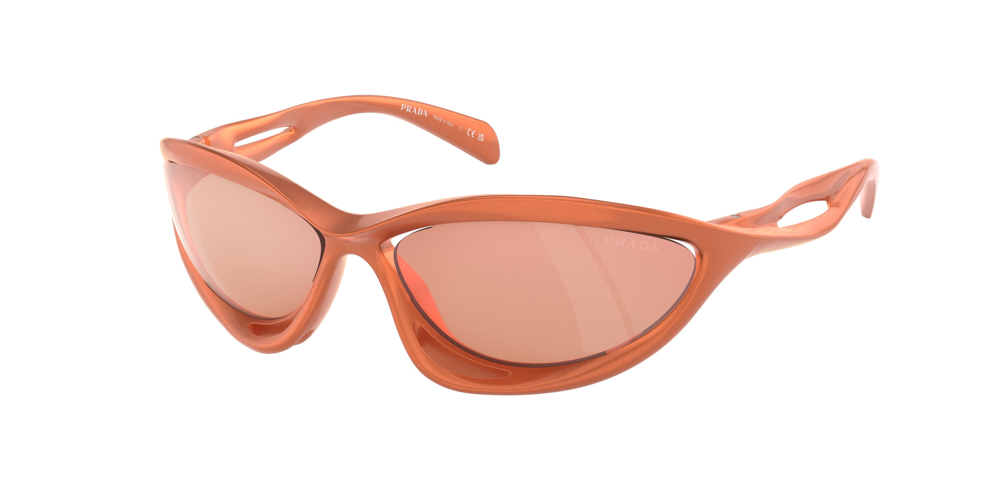 Prada PRA23S Cat Eye Sunglasses  15V50H-Metallized Orange 60-130-17 - Color Map Orange