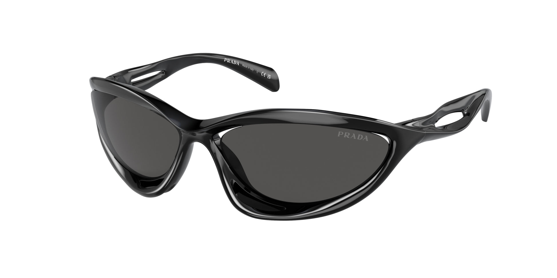 Prada PRA23S Cat Eye Sunglasses  1AB5S0-Black 60-130-17 - Color Map Black