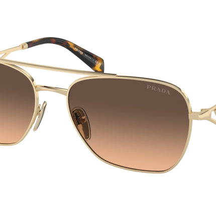 Prada PRA50S Pillow Sunglasses  ZVN50C-Pale Gold 59-140-17 - Color Map Gold