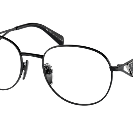 Prada PRA50V Round Eyeglasses  1AB1O1-Black 54-140-19 - Color Map Black
