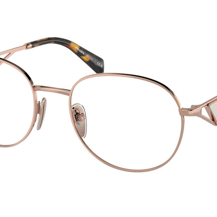 Prada PRA50V Round Eyeglasses  SVF1O1-Rose Gold 54-140-19 - Color Map Gold