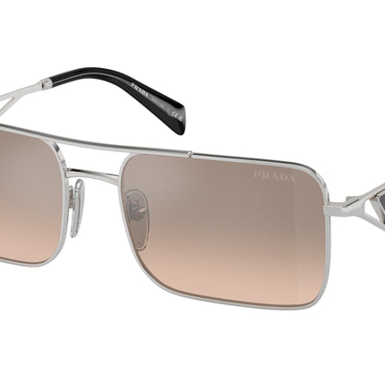 Prada PRA52S Rectangle Sunglasses  1BC8J1-Silver 56-140-17 - Color Map Silver