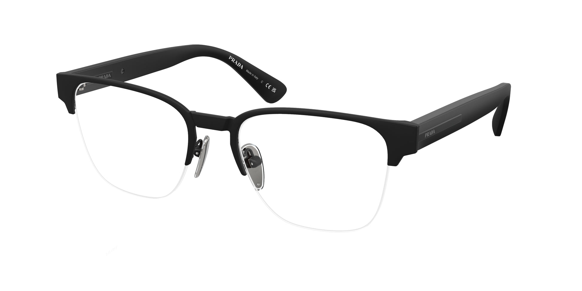 Prada PRA52V Pillow Eyeglasses  1BO1O1-Matte Black 54-145-19 - Color Map Black