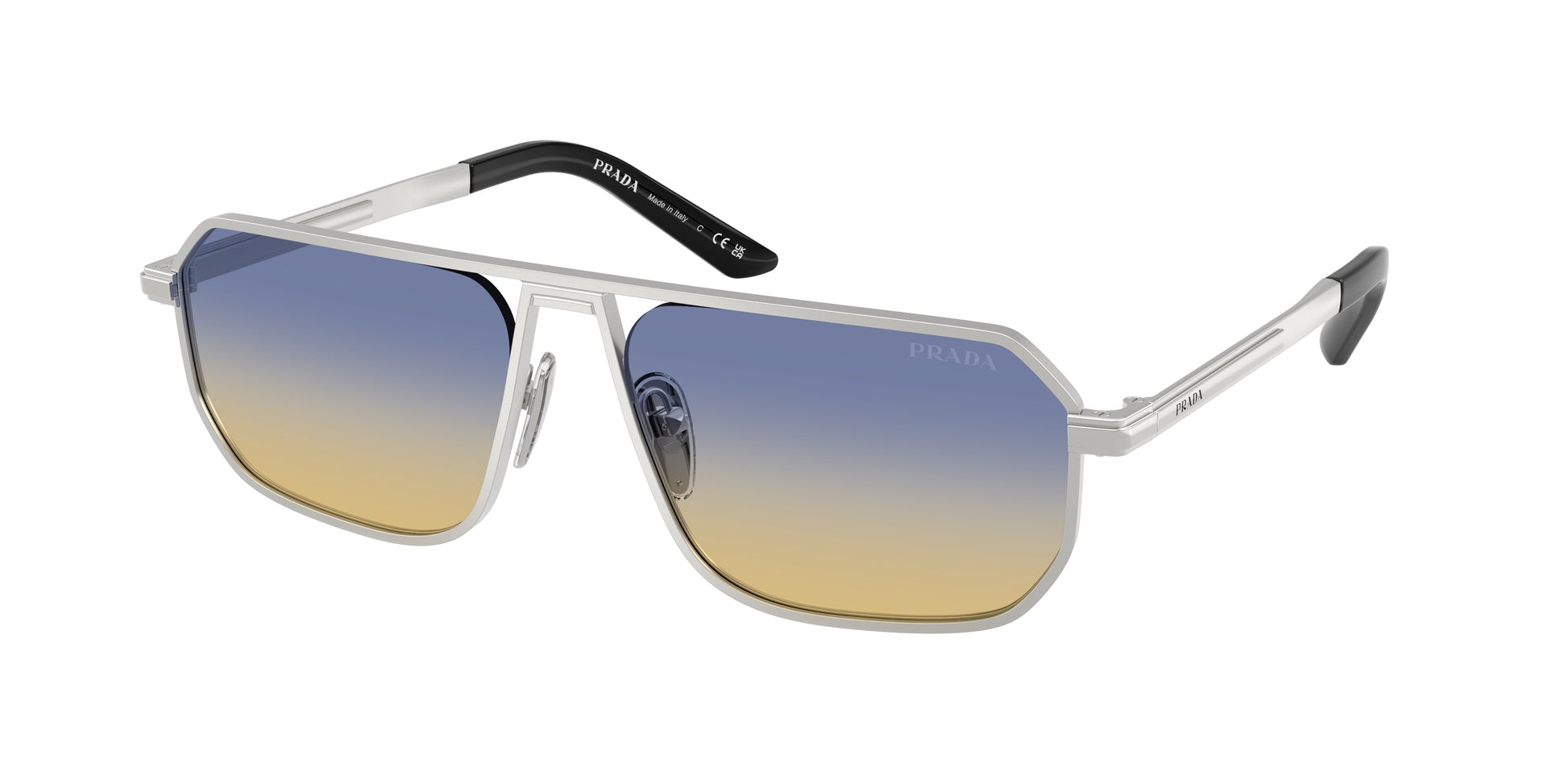 Prada PRA53S Pillow Sunglasses  27506Z-Matte Silver 59-145-17 - Color Map Silver