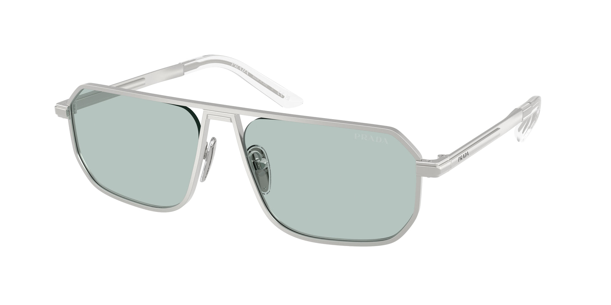 Prada PRA53S Pillow Sunglasses  27540N-Matte Silver 59-145-17 - Color Map Silver
