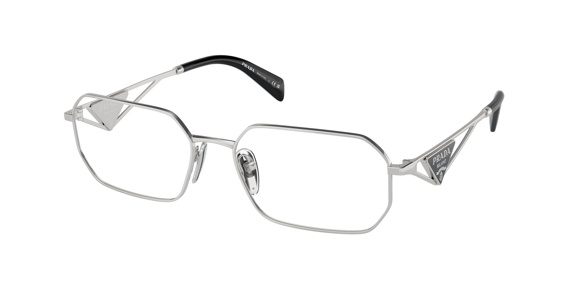 Prada PRA53V Irregular Eyeglasses  1BC1O1-Silver 56-140-17 - Color Map Silver