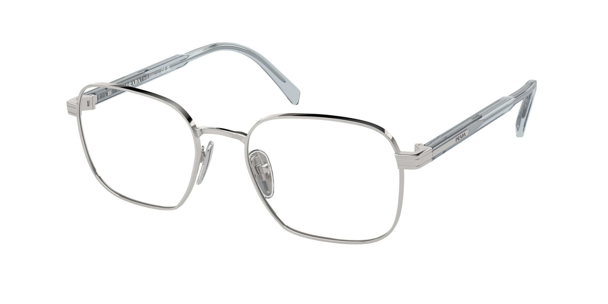 Prada PRA55V Rectangle Eyeglasses  16T1O1-Silver 53-145-19 - Color Map Silver