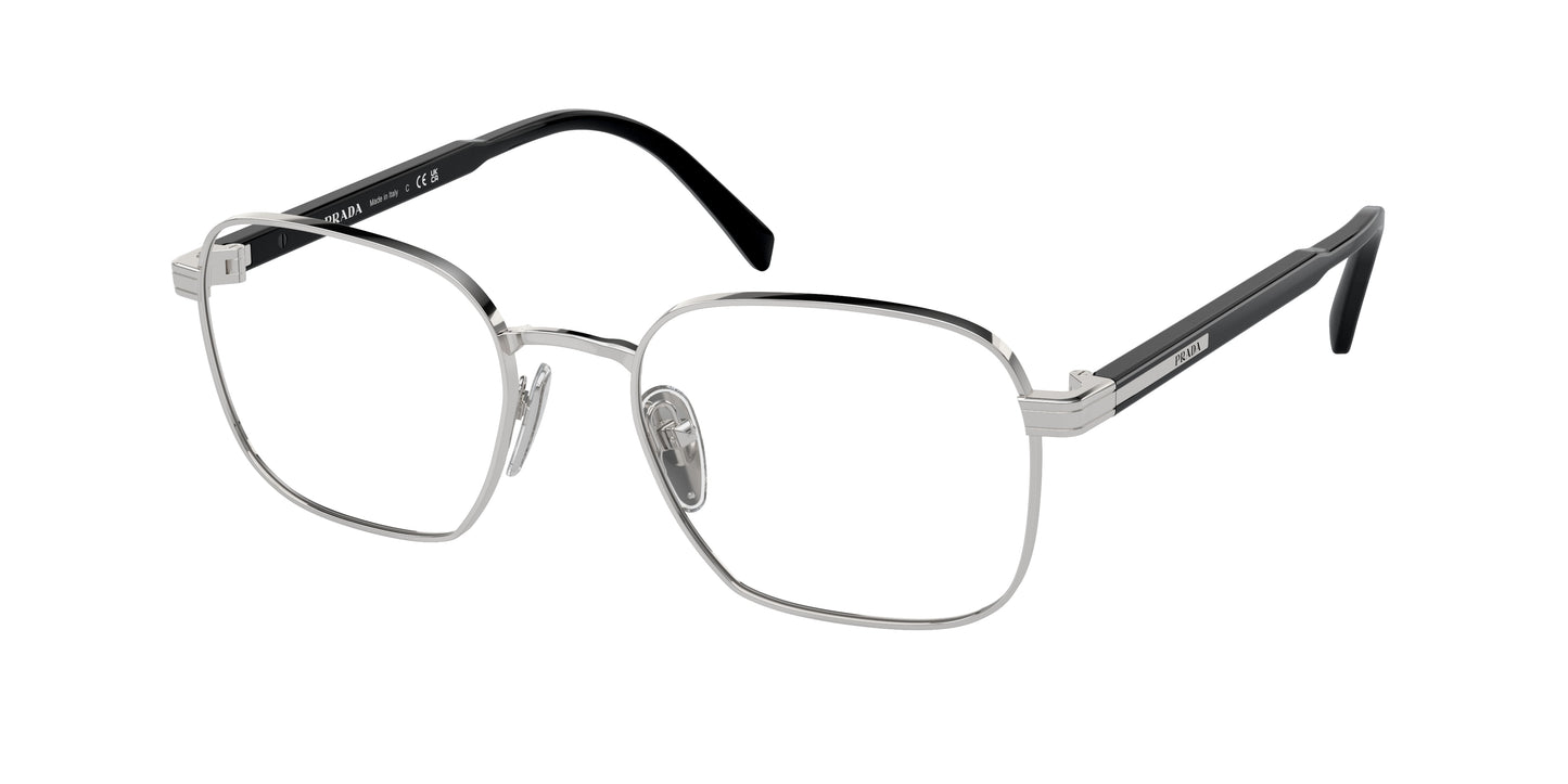 Prada PRA55V Rectangle Eyeglasses  1BC1O1-Silver 53-145-19 - Color Map Silver