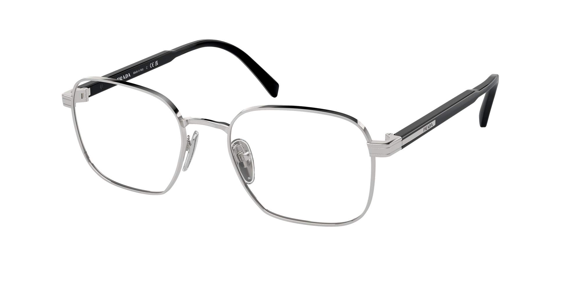 Prada PRA55V Rectangle Eyeglasses  1BC1O1-Silver 53-145-19 - Color Map Silver
