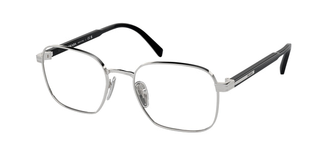 Prada PRA55V Rectangle Eyeglasses  1BC1O1-Silver 53-145-19 - Color Map Silver
