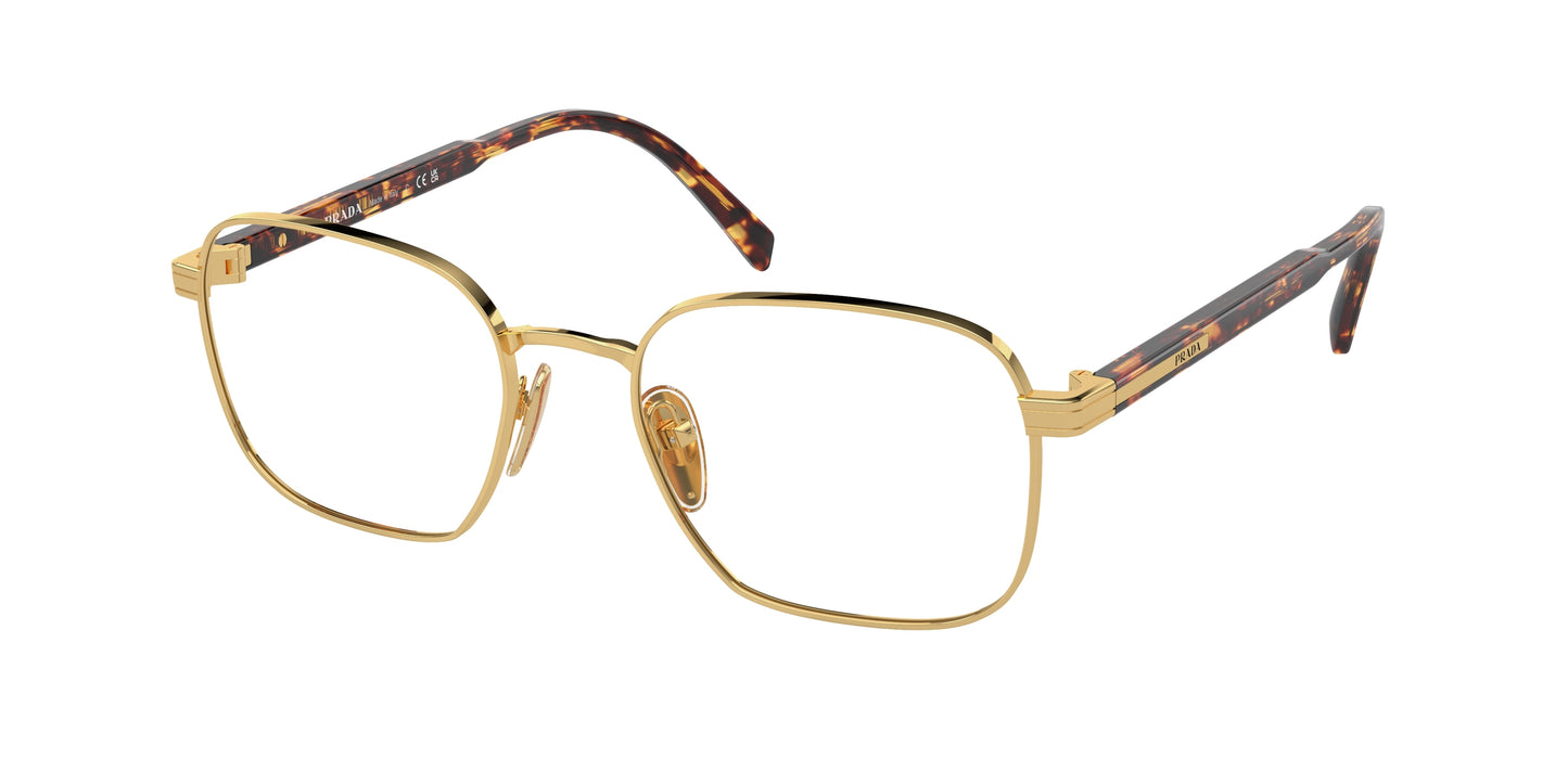 Prada PRA55V Rectangle Eyeglasses  5AK1O1-Gold 53-145-19 - Color Map Gold