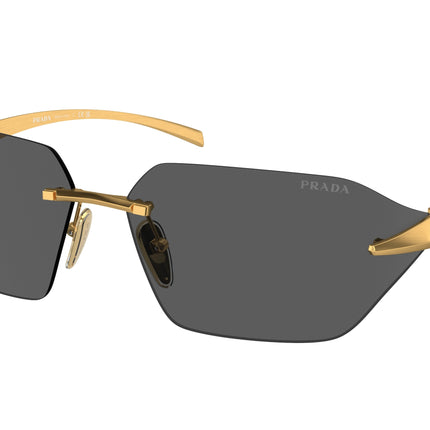 Prada PRA56S Irregular Sunglasses  15N5S0-Satin Yellow Gold 71-115-14 - Color Map Gold