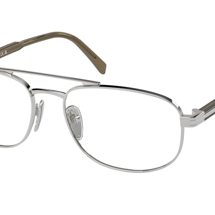 Prada PRA56V Oval Eyeglasses  11U1O1-Silver 57-145-17 - Color Map Silver