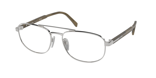 Prada PRA56V Oval Eyeglasses  11U1O1-Silver 57-145-17 - Color Map Silver
