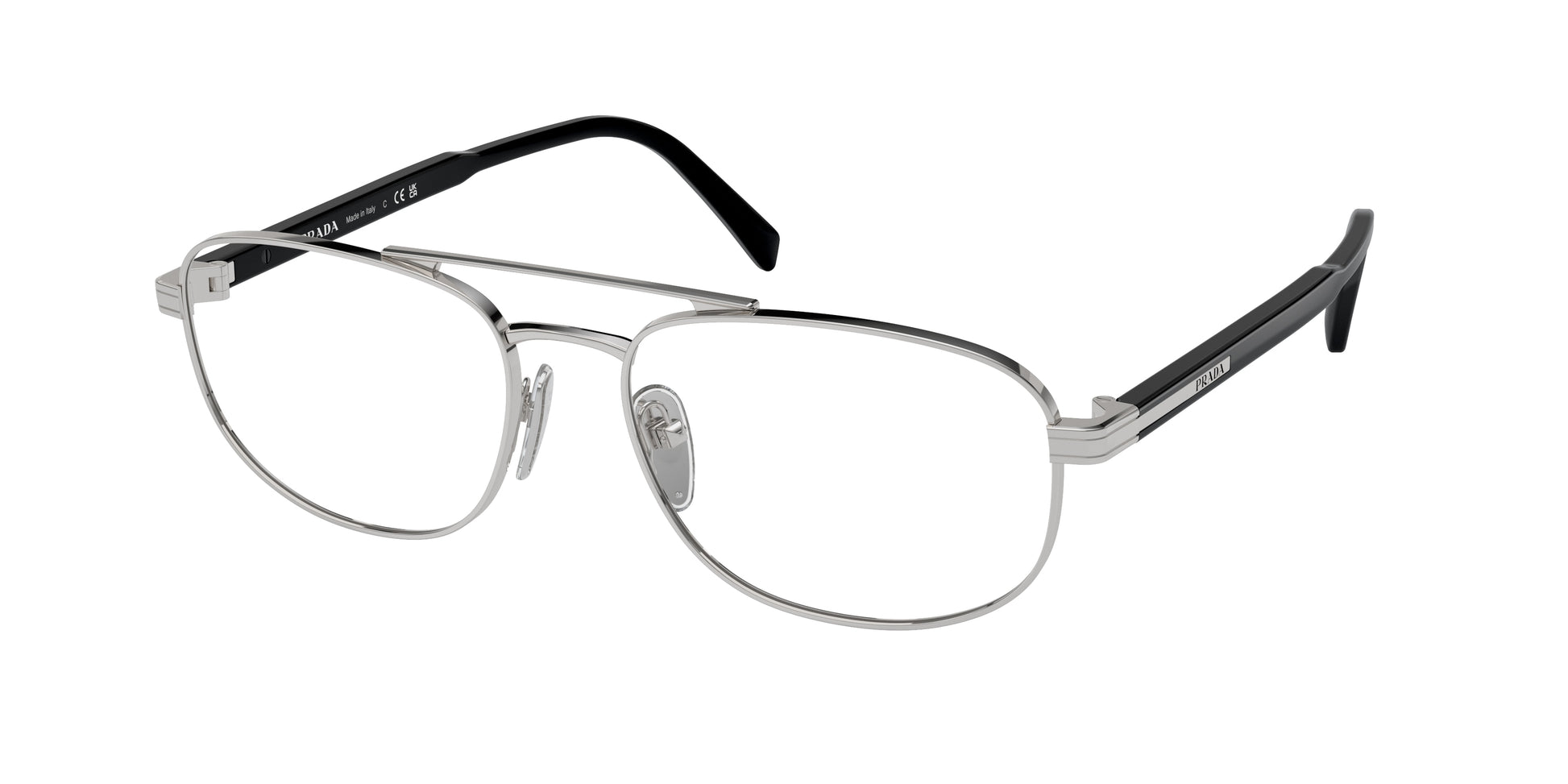 Prada PRA56V Oval Eyeglasses  1BC1O1-Silver 57-145-17 - Color Map Silver