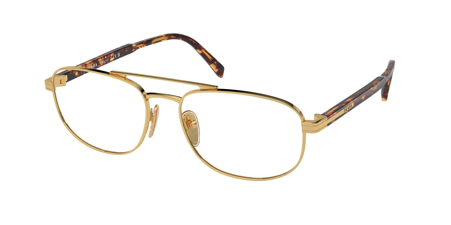 Prada PRA56V Oval Eyeglasses  5AK1O1-Gold 57-145-17 - Color Map Gold