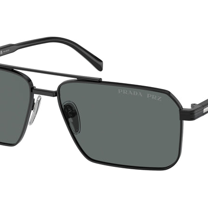 Prada PRA57S Rectangle Sunglasses  1AB5Z1-Black 61-145-15 - Color Map Black