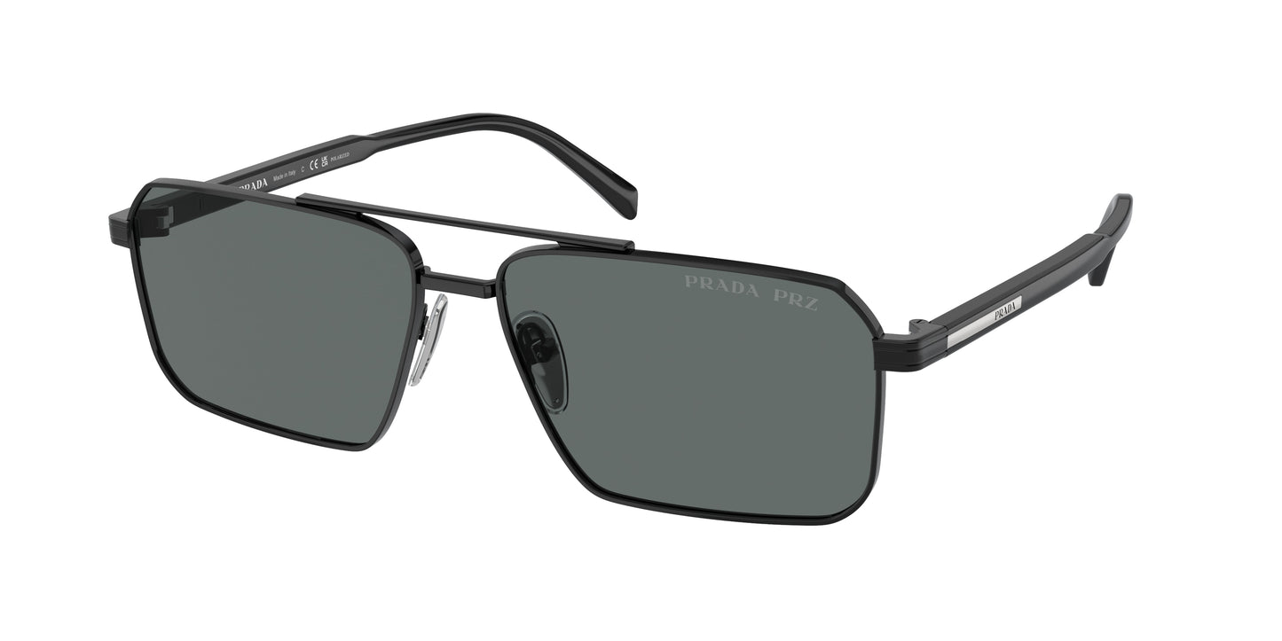 Prada PRA57S Rectangle Sunglasses  1AB5Z1-Black 61-145-15 - Color Map Black