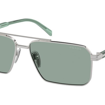 Prada PRA57S Rectangle Sunglasses  1BC10G-Silver 61-145-15 - Color Map Silver