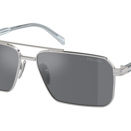 Prada PRA57S Rectangle Sunglasses  1BC175-Silver 61-145-15 - Color Map Silver