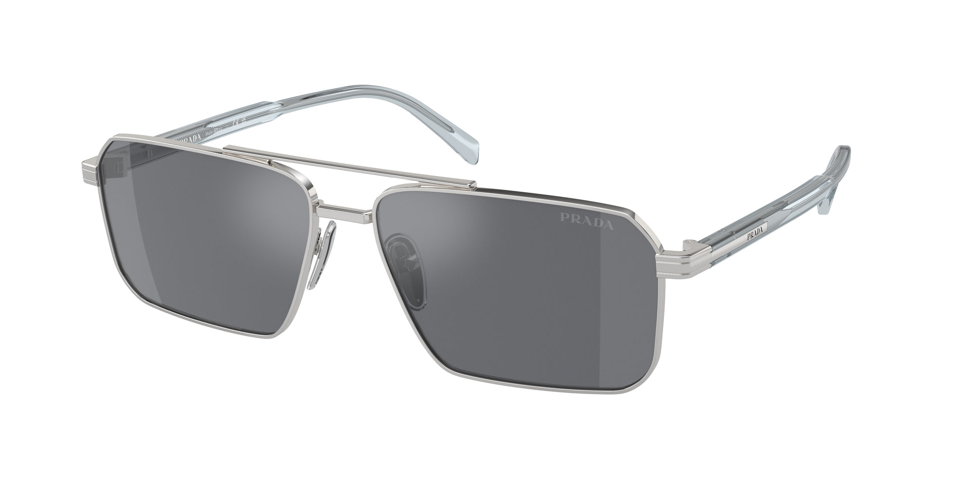 Prada PRA57S Rectangle Sunglasses  1BC175-Silver 61-145-15 - Color Map Silver