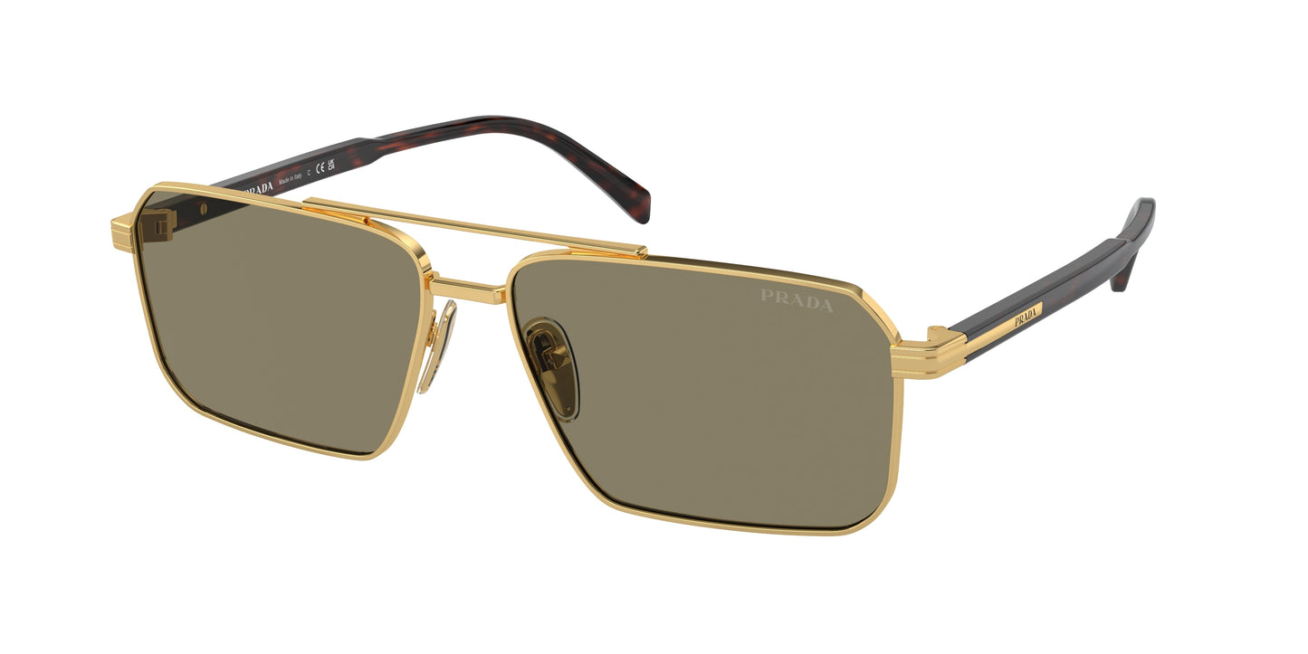 Prada PRA57S Rectangle Sunglasses  5AK90F-Gold 61-145-15 - Color Map Gold