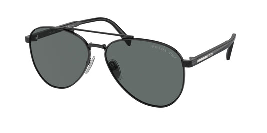 Prada PRA58S Pilot Sunglasses  1AB5Z1-Black 61-145-14 - Color Map Black