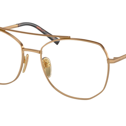 Prada PRA58V Irregular Eyeglasses  7OE1O1-Brass 56-135-17 - Color Map Brown