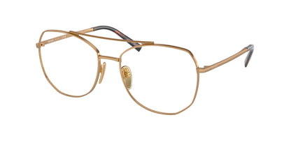 Prada PRA58V Irregular Eyeglasses  7OE1O1-Brass 56-135-17 - Color Map Brown