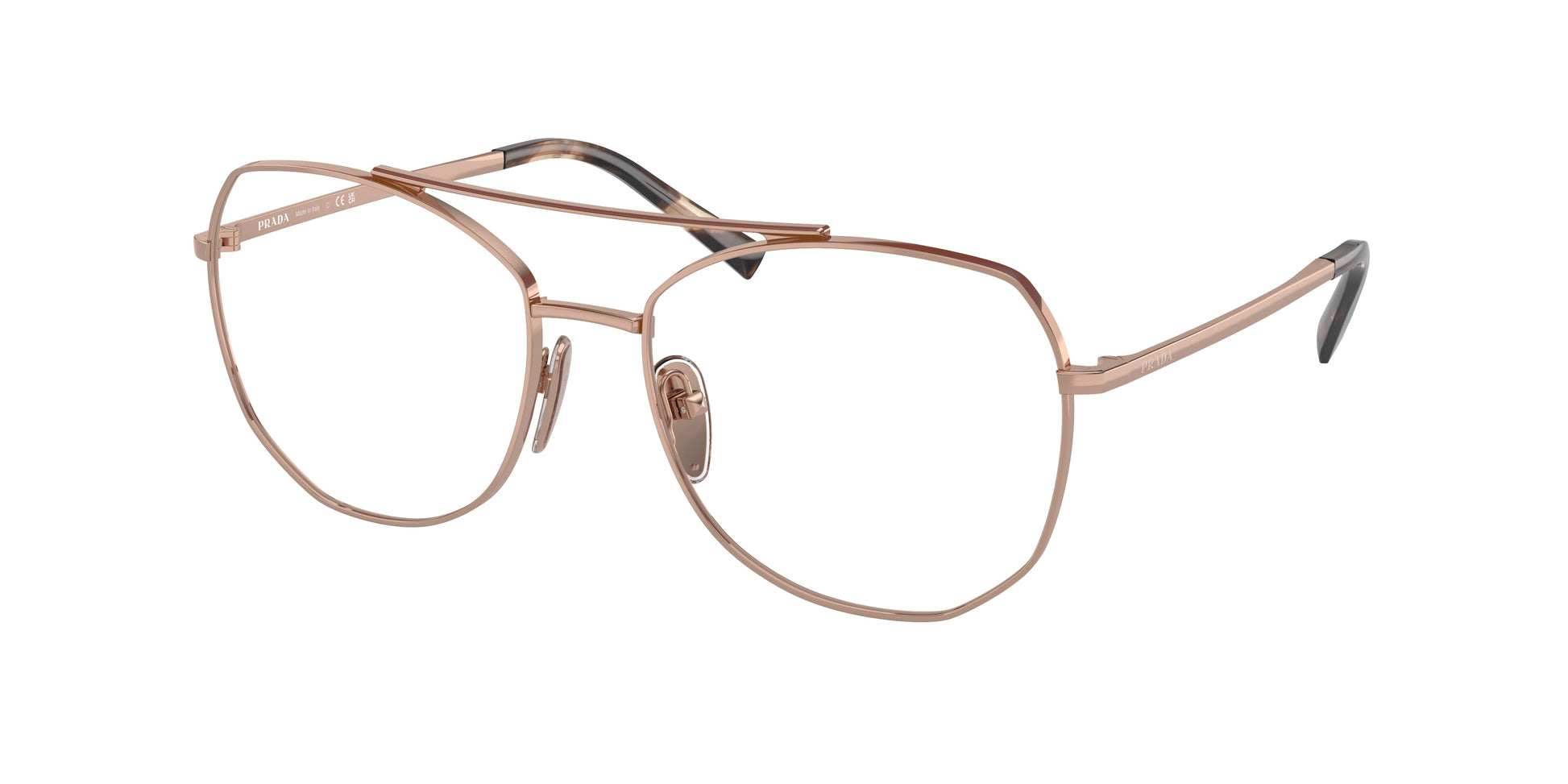 Prada PRA58V Irregular Eyeglasses  ZVF1O1-Rose Gold 56-135-17 - Color Map Gold