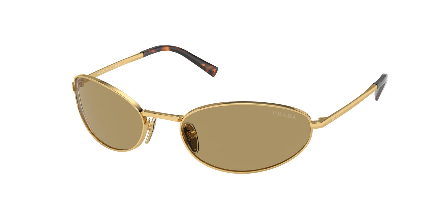 Prada PRA59S Oval Sunglasses  5AK70G-Gold 59-125-19 - Color Map Gold