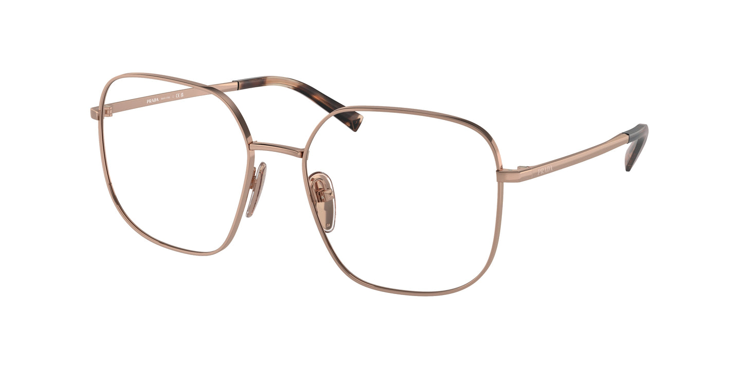 Prada PRA59V Square Eyeglasses  ZVF1O1-Rose Gold 55-135-17 - Color Map Gold