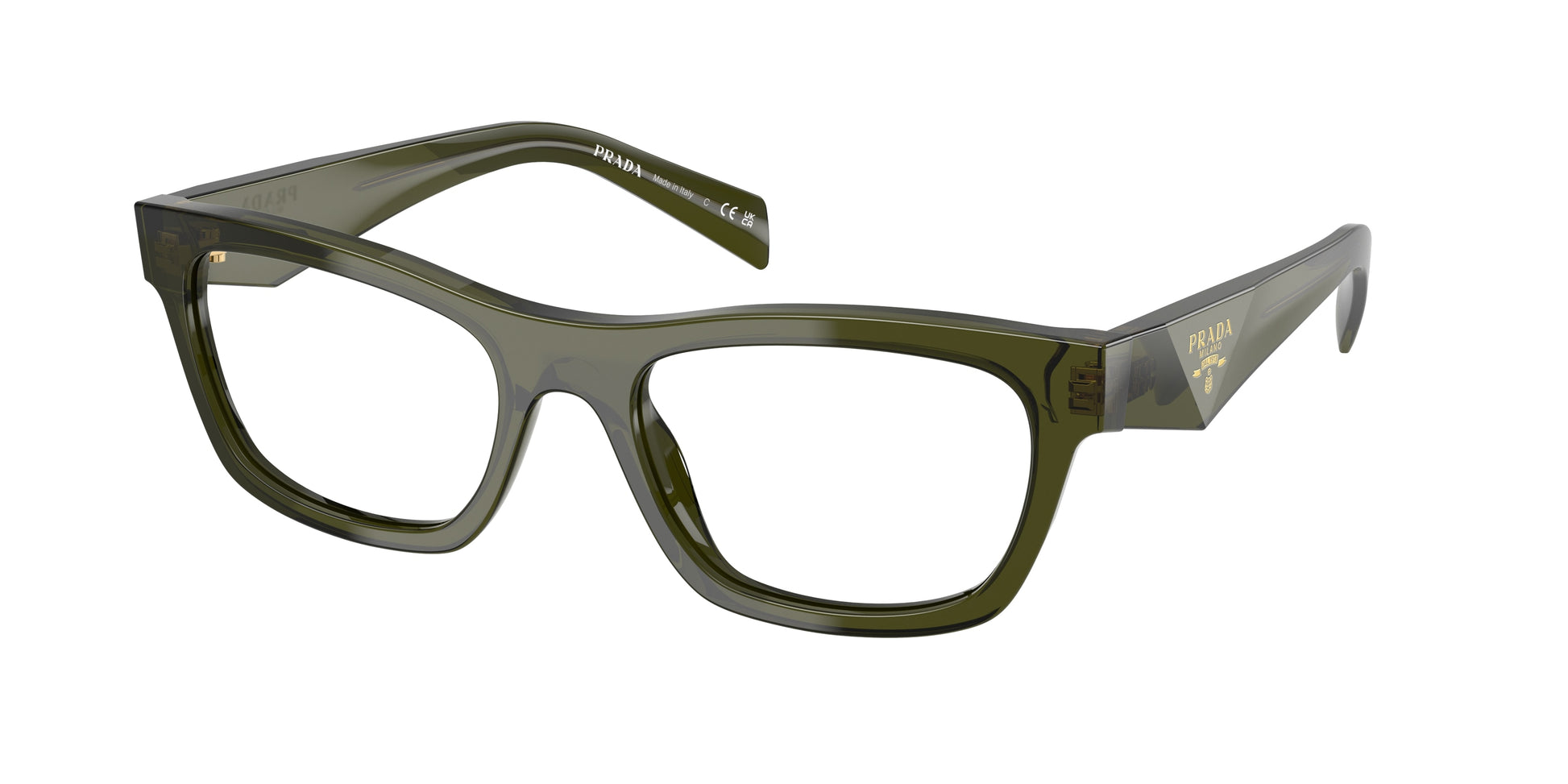 Prada PRB01VF Butterfly Eyeglasses  19Z1O1-Transparent Bottle 54-145-18 - Color Map Green