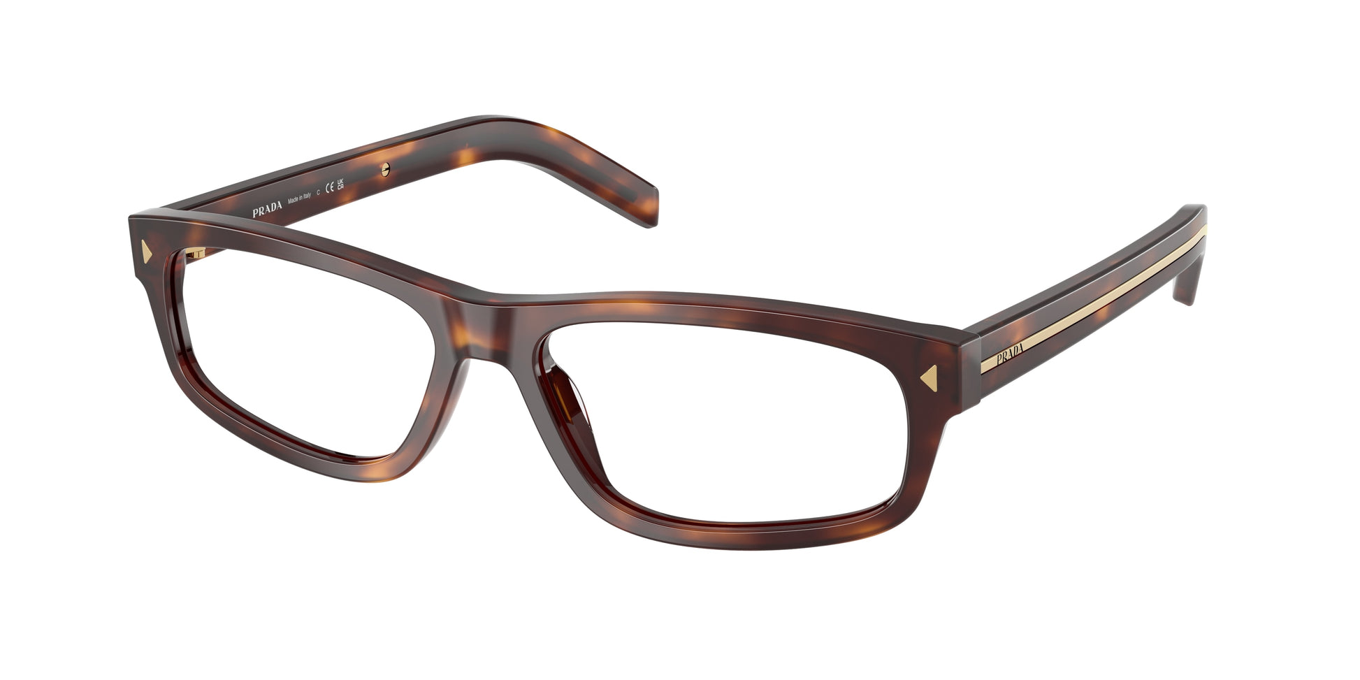 Prada PRB02V Rectangle Eyeglasses  15W1O1-Havana 57-145-16 - Color Map Tortoise