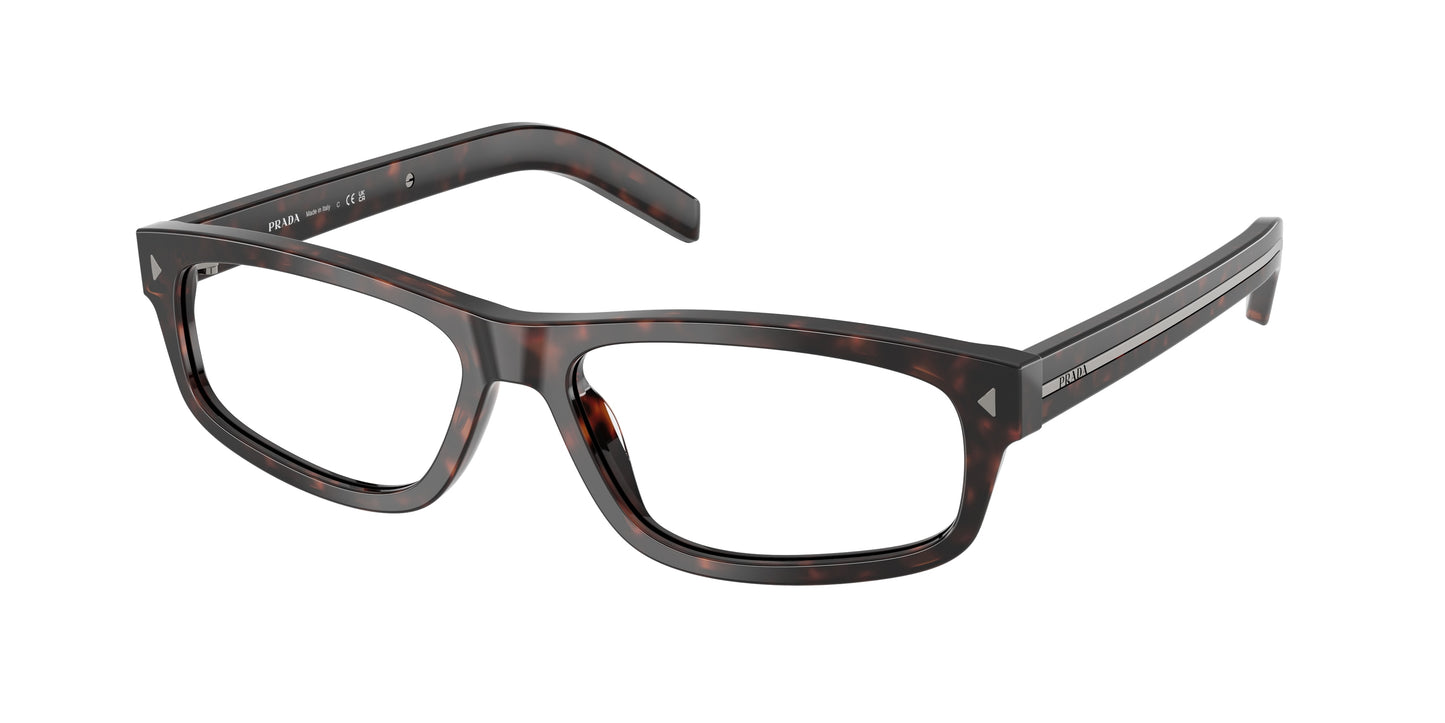 Prada PRB02V Rectangle Eyeglasses  17N1O1-Root Havana 57-145-16 - Color Map Tortoise