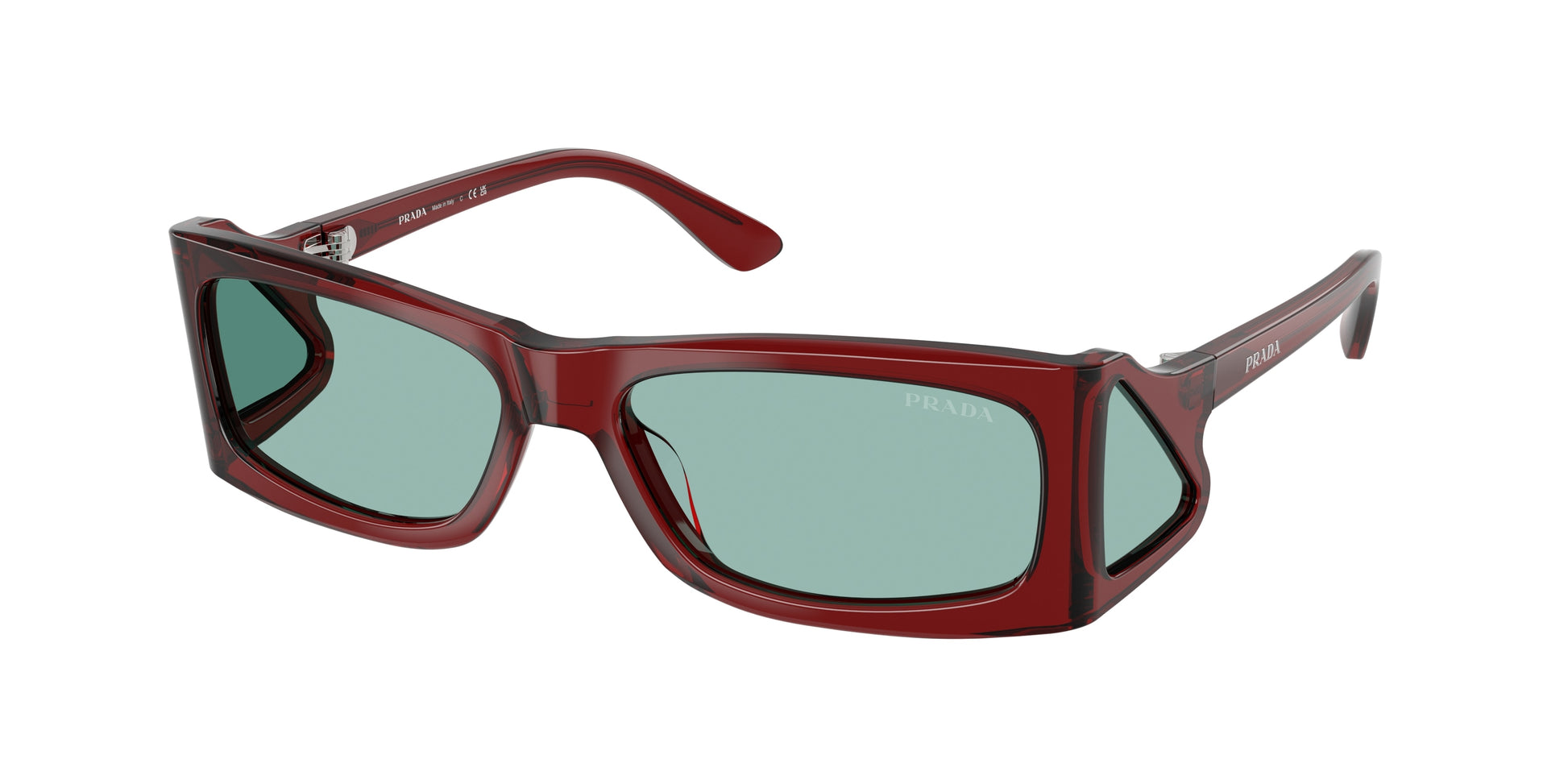 Prada PRB03S Rectangle Sunglasses  12Z40K-Transparent Peat 56-120-16 - Color Map Brown