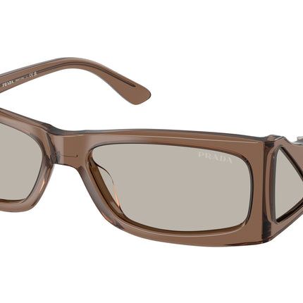Prada PRB03S Rectangle Sunglasses  16W5J2-Transparent Brown 56-120-16 - Color Map Brown
