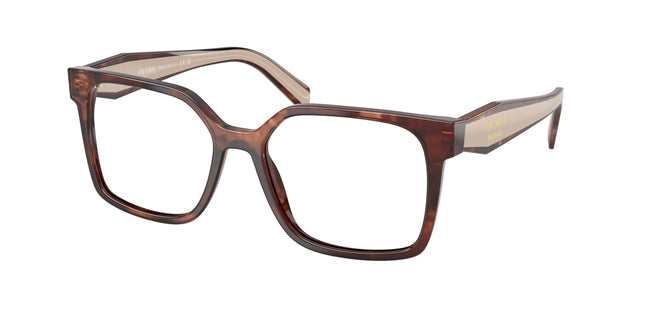 Prada PRB03VF Rectangle Eyeglasses  07R1O1-Havana Caramel 56-140-15 - Color Map Brown