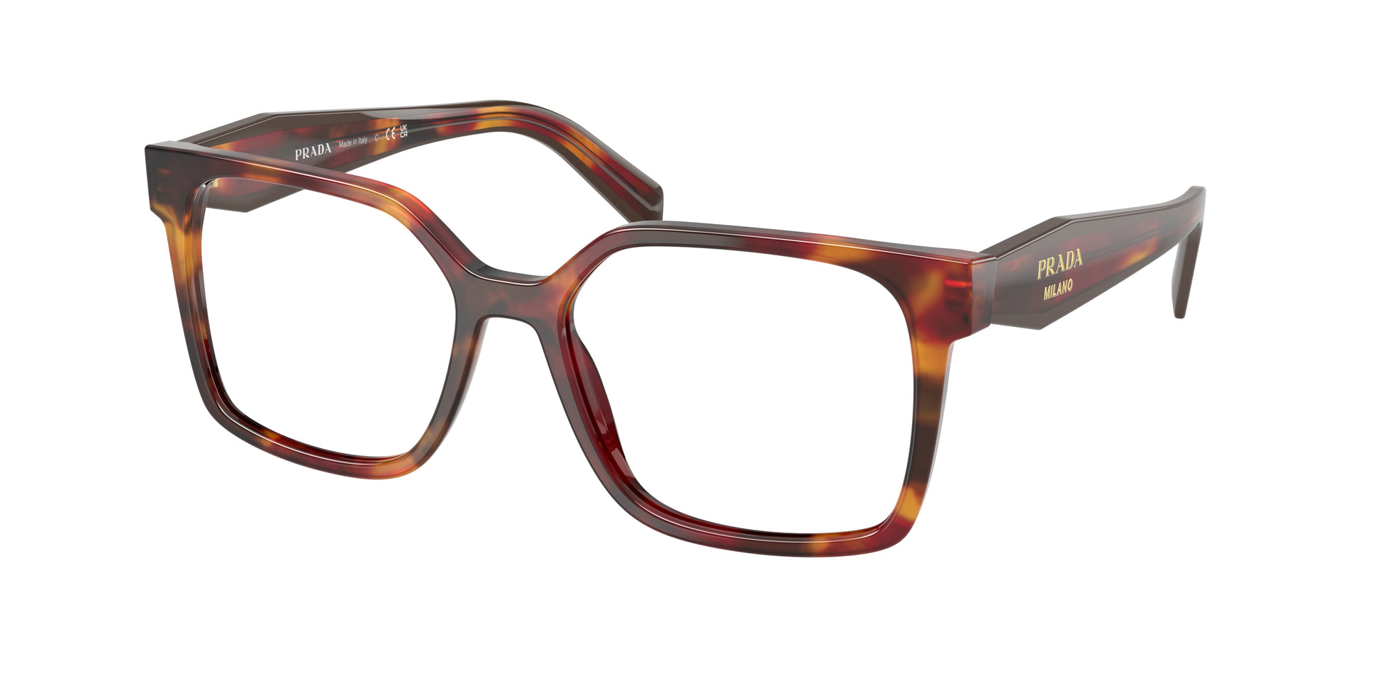 Prada PRB03VF Rectangle Eyeglasses  22A1O1-Poppy Tortoise 56-140-15 - Color Map Tortoise