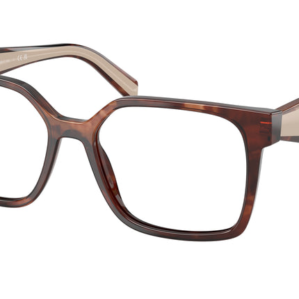 Prada PRB03V Rectangle Eyeglasses  07R1O1-Havana Caramel 54-140-17 - Color Map Brown
