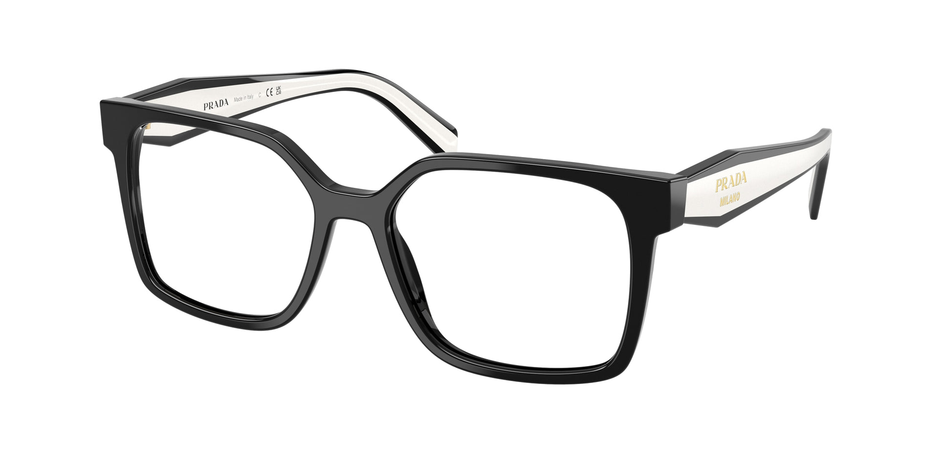 Prada PRB03V Rectangle Eyeglasses  16K1O1-Black 54-140-17 - Color Map Black