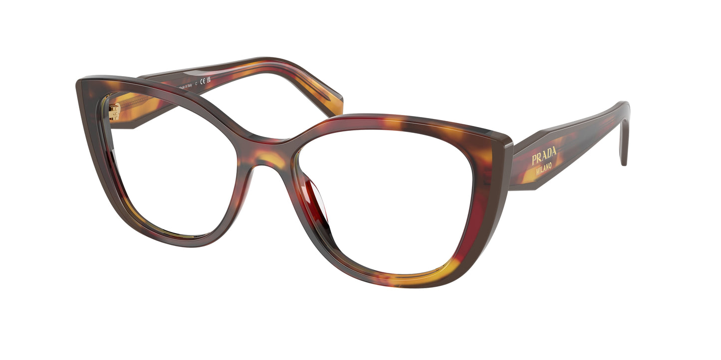 Prada PRB04VF Cat Eye Eyeglasses  22A1O1-Poppy Tortoise/Bordeaux 55-140-16 - Color Map Tortoise