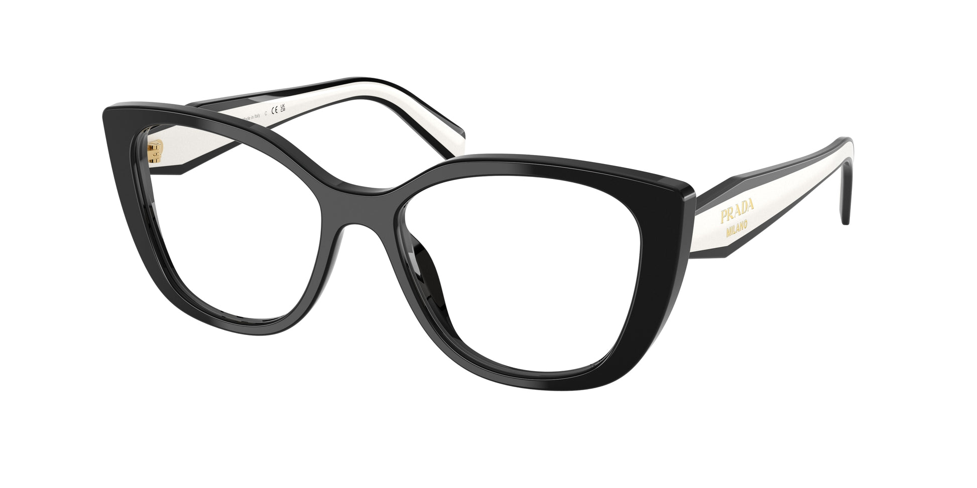 Prada PRB04V Cat Eye Eyeglasses  16K1O1-Black 53-140-17 - Color Map Black