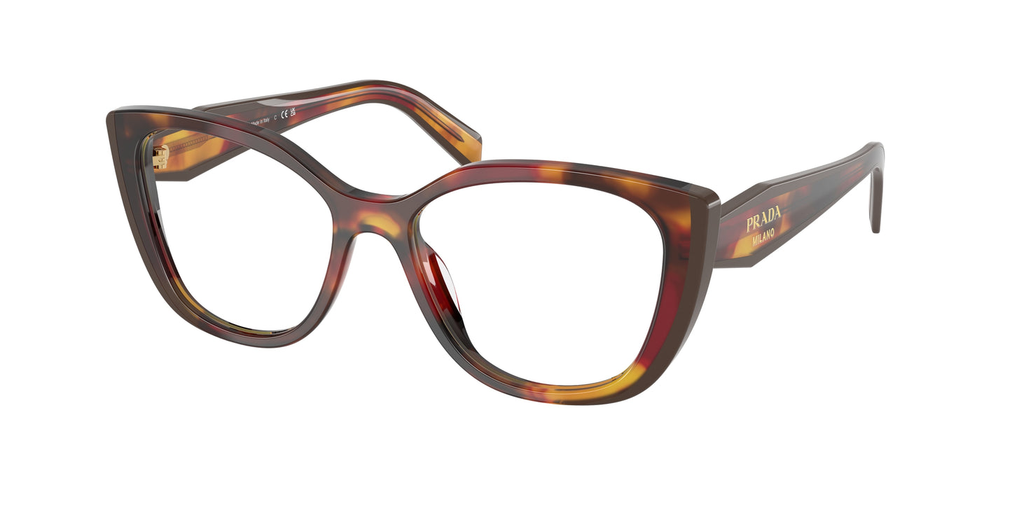 Prada PRB04V Cat Eye Eyeglasses  22A1O1-Poppy Tortoise/Bordeaux 53-140-17 - Color Map Tortoise
