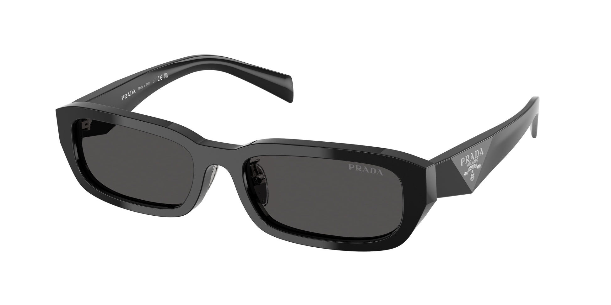 Prada PRB06SF Rectangle Sunglasses  16K08Z-Black 55-145-18 - Color Map Black